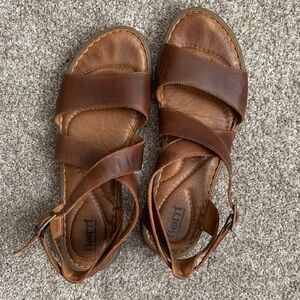 Born Lucia Chestnut Brown Leather Strappy Sandals Women’s Size 11